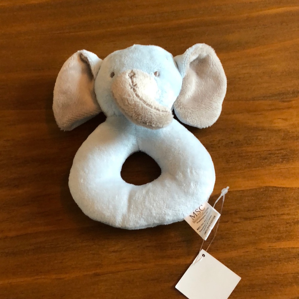 Adorable blue elephant baby rattle